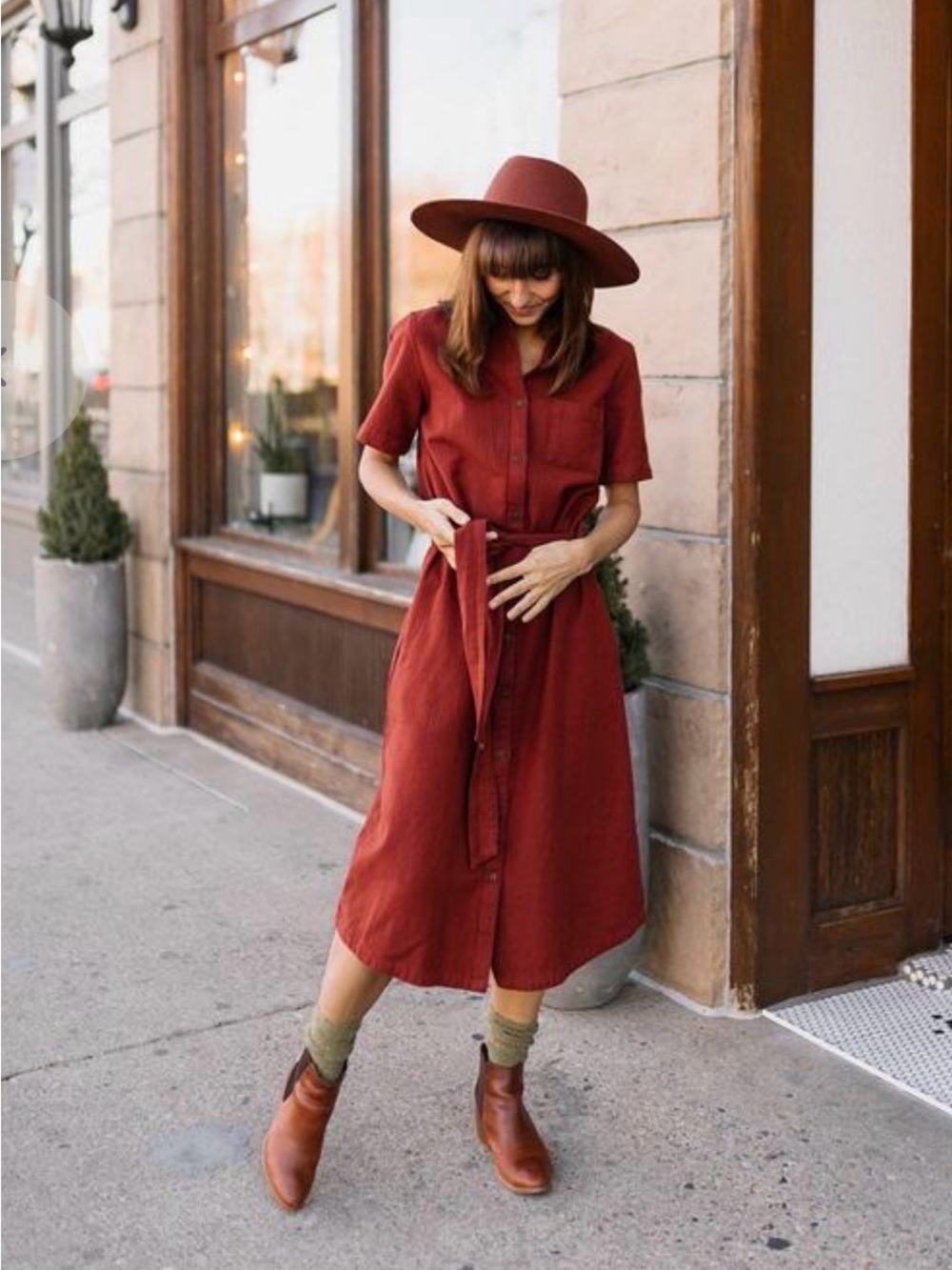 Bridge and Burn Amalia russet herringbone dress size S